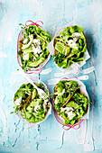 Kale wraps with avocado salad