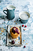 Muffin with fruit jam