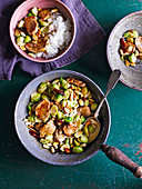 Brussels sprouts with pork and peanuts