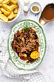 Slow-cooked leg of lamb
