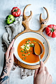 Tomato soup with creme fraiche
