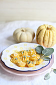 Pumpkin gnocchi with garlic and sage