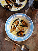 Mussels in a creamy broth