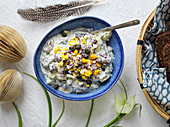 Herring salad with eggs and capers