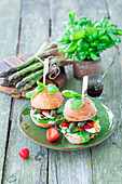 Asparagus strawberry sandwich with egg and balsamic
