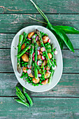 Asparagus potato radish green peas salad