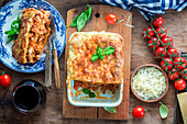 Lasagna with minced meat and tomato sauce