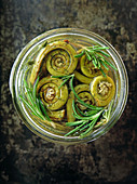 Preserved fiddleheads with rosemary