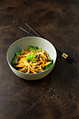 Udon noodles with sesame seeds