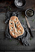 Fougasse - Traditional french leaf bread with rosemary.