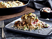 Quick chicken roulade on rice