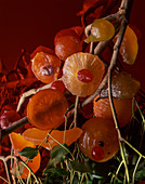 Candied fruits on a twig