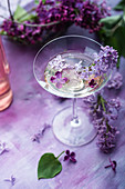Cocktail with lilac syrup