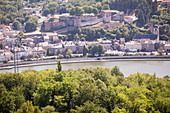 Weinwanderung, Blick auf Sierck-les-Bains, Frankreich (Dreiländereck)