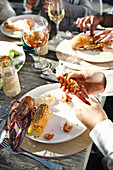 Lobster with grilled corn on the cob