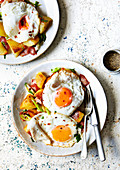 Diner style eggs with spiced crisped potatoes