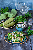 Marinated zucchini, mozzarella, mint and arugula salad