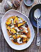 Grilled peach and basil salad