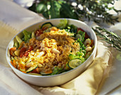 Bean and cucumber salad with crumbs