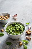 Vegan basil pesto with cashew nuts