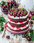 Cherry chocolate cake with mascarpone cream