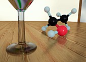Model of ethanol molecule, illustration.