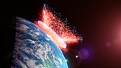 Asteroid impacting Earth, illustration