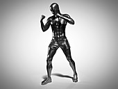 Man in boxing pose, illustration