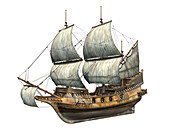 Golden Hind galleon, illustration