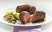 Venison roulade with brussels sprouts