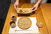 Soba noodles and prawn tempura