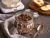 Homemade granola in a mason jar