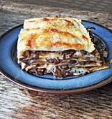 Classic lasagne with minced meat and porcini