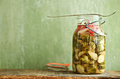 Brussels sprouts in a mason jar