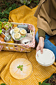 Picnic with cupcakes, wraps and cakes