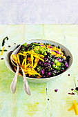 Black Bean Kale Salad with Roasted Poblano Vinaigrette