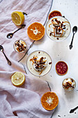 Citrus cream with cream, candied orange zest and dates