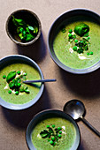 Pea soup with basil