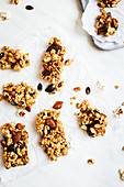 Popcorn bars with almonds and pumpkin seeds