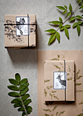 Geschenke in DIY-Geschenkpapier verpackt