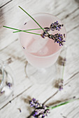 Homemade lavender lemonade in a glass