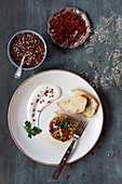 Herring tartare with vegetables and grilled bread