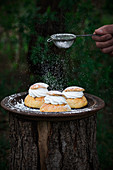 Semlor (yeast dough pastries filled with almonds and whipped soya cream, Sweden)