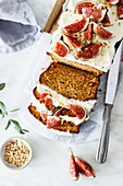 Honey cake with cream cheese frosting and figs