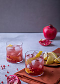 Grappa, ginger and pomegranate cocktail