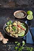 Oriental lentil and potato salad with ginger
