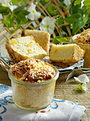 Apricot cake baked in a glass
