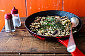 Barley risotto with mushrooms and herbs