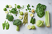 Grünes Obst und Gemüse