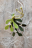 Festive arrangement of green felt mistletoe sprigs